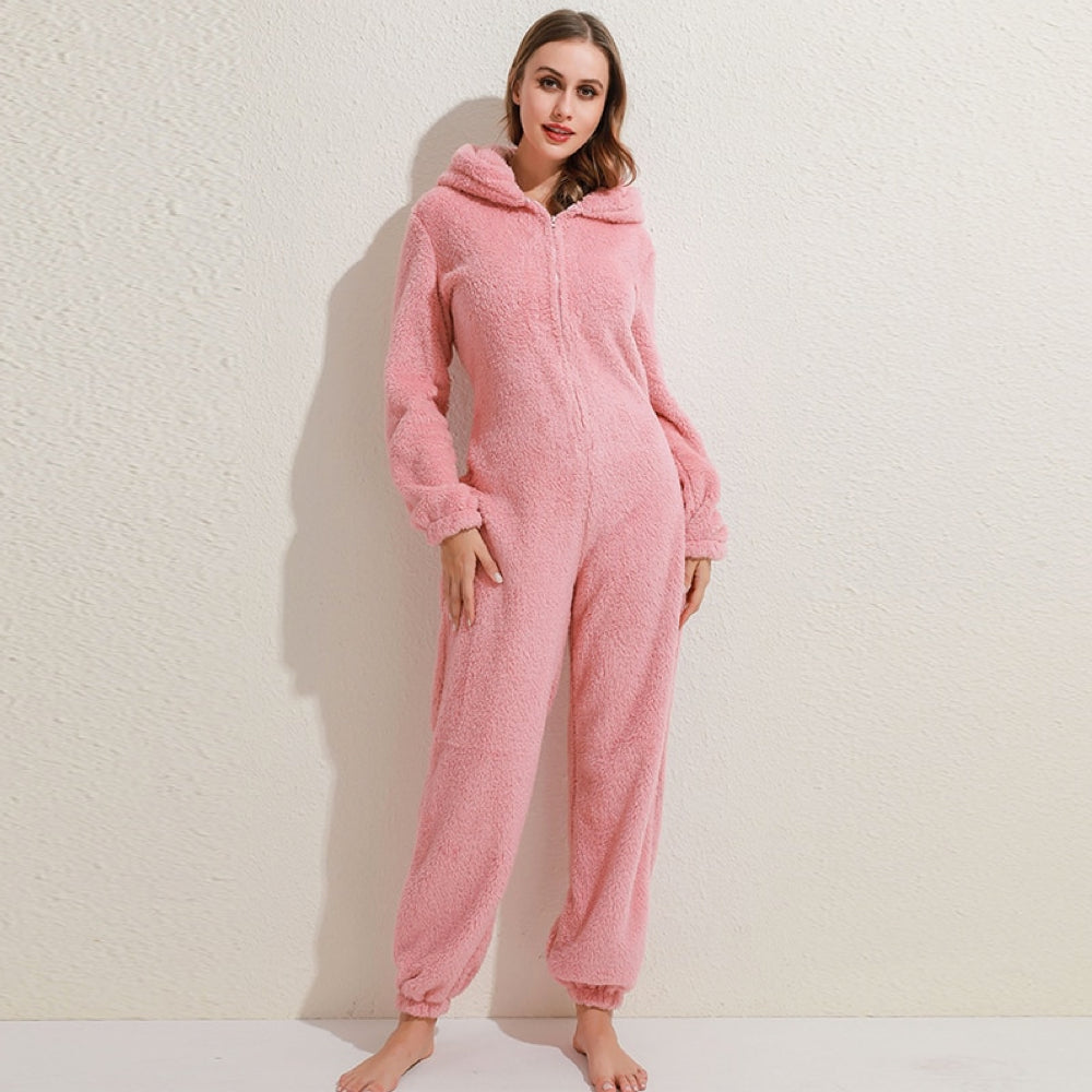 Strick-Strampler | Mit Kapuze | Mit Reißverschluss | Strampler für Erwachsene | Loungewear-Leyna Moda
