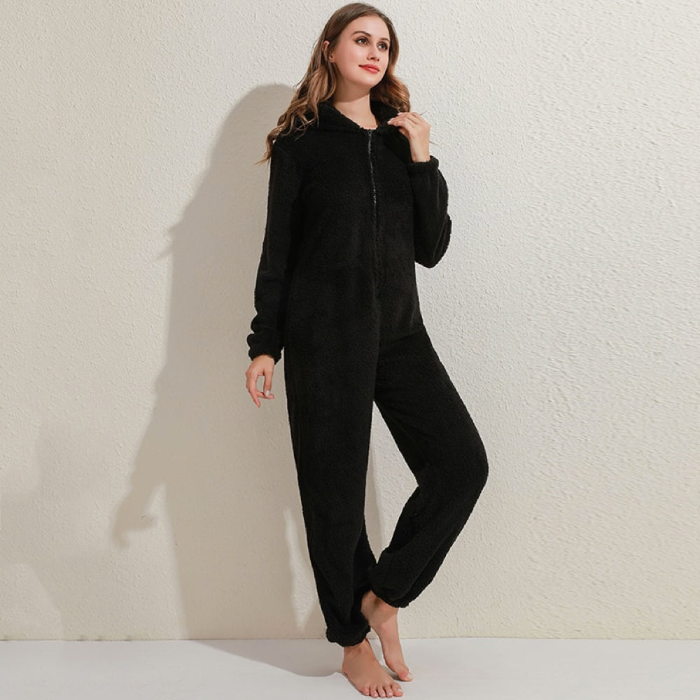 Strick-Strampler | Mit Kapuze | Mit Reißverschluss | Strampler für Erwachsene | Loungewear-Leyna Moda