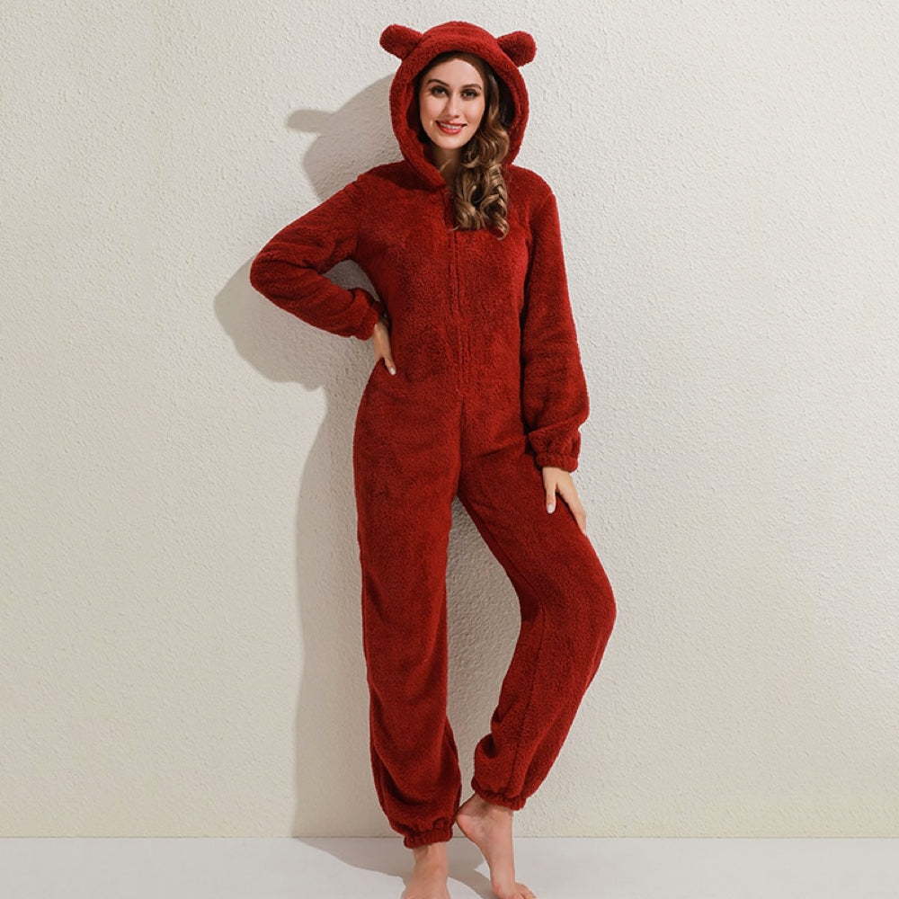 Strick-Strampler | Mit Kapuze | Mit Reißverschluss | Strampler für Erwachsene | Loungewear-Leyna Moda