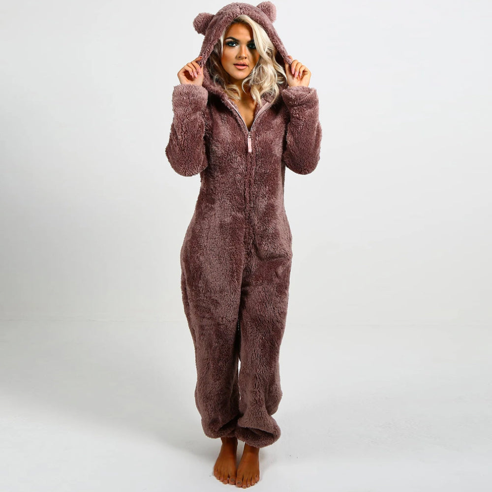 Strick-Strampler | Mit Kapuze | Mit Reißverschluss | Strampler für Erwachsene | Loungewear-Leyna Moda
