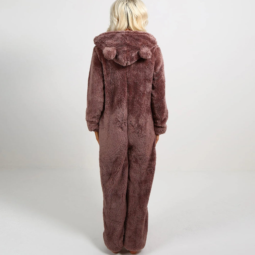 Strick-Strampler | Mit Kapuze | Mit Reißverschluss | Strampler für Erwachsene | Loungewear-Leyna Moda