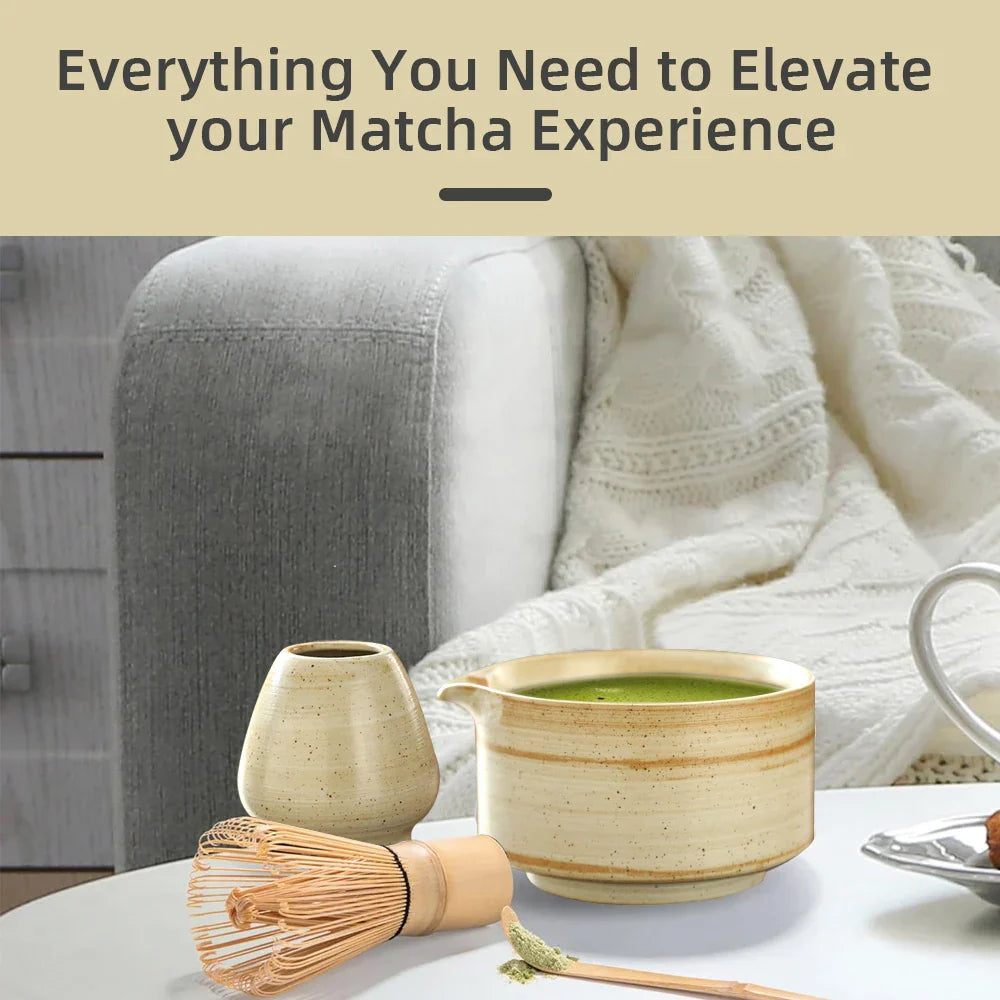 MatchaZen Tee-Set – 4-teiliges Bambus-Set für traditionelle Matcha-Zubereitung