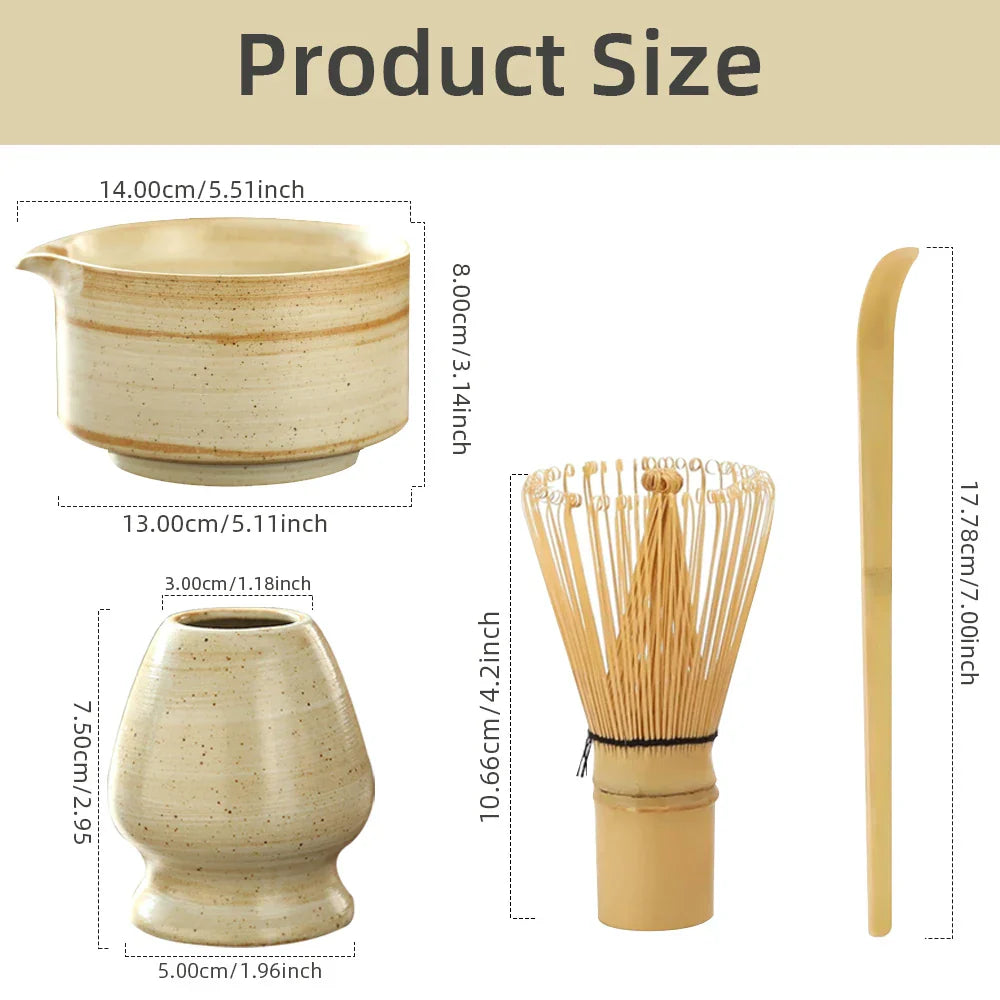 MatchaZen Tee-Set – 4-teiliges Bambus-Set für traditionelle Matcha-Zubereitung