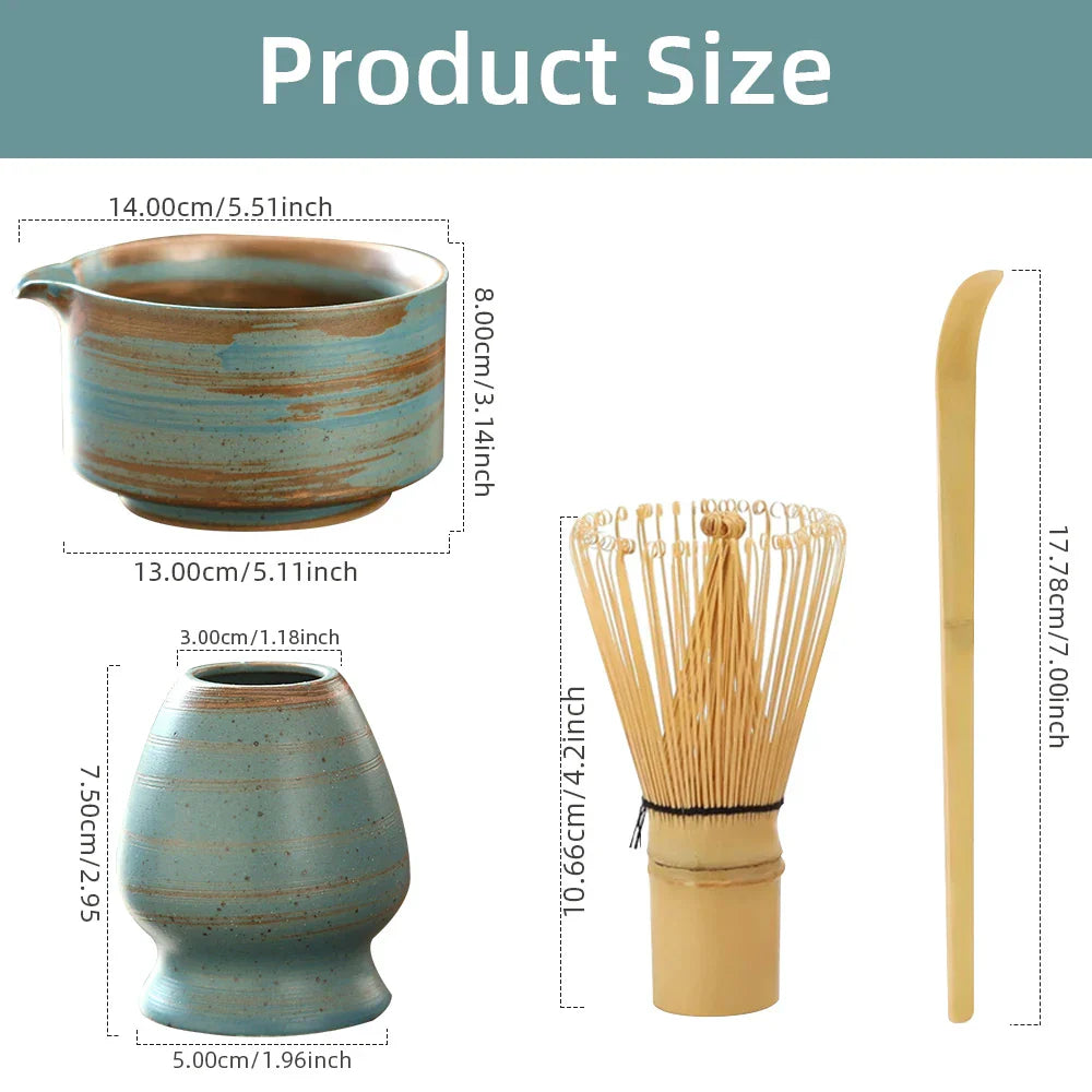 MatchaZen Tee-Set – 4-teiliges Bambus-Set für traditionelle Matcha-Zubereitung