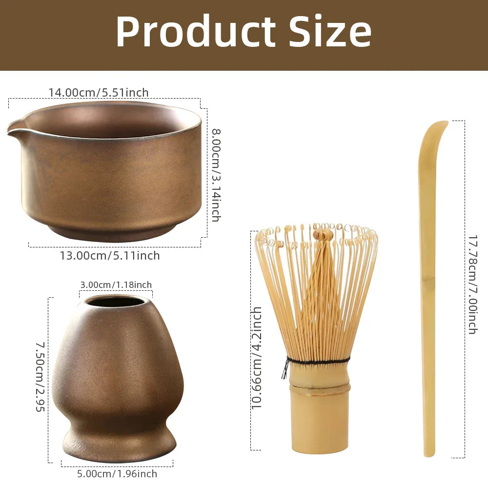 MatchaZen Tee-Set – 4-teiliges Bambus-Set für traditionelle Matcha-Zubereitung