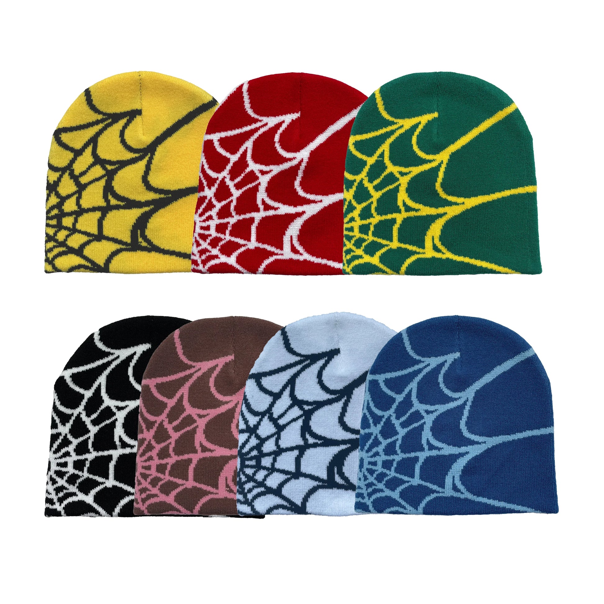 Unisex gebreide muts met spinnenwebprint, warme outdoor pullover muts met persoonlijkheid 0