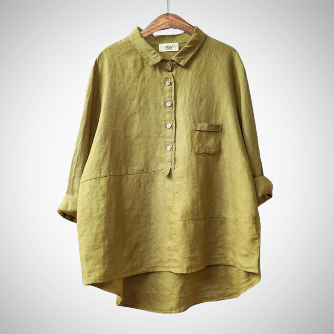 Casual Cotton Shirt for Women Breathable Cotton-Linen Blend