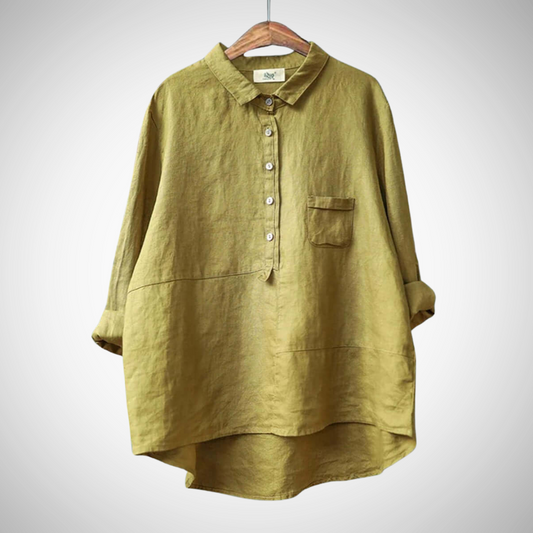 Casual Cotton Shirt for Women Breathable Cotton-Linen Blend