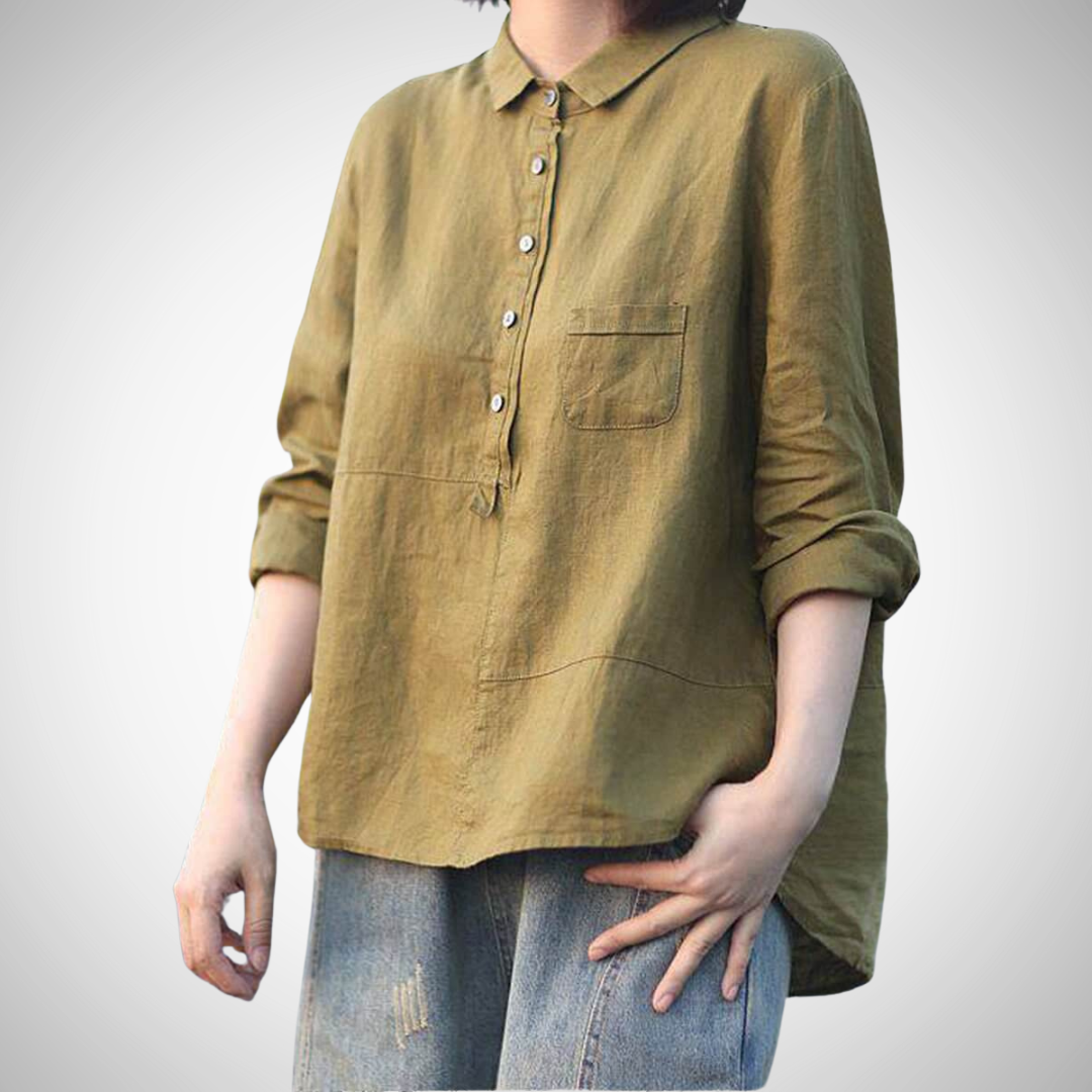 Casual Cotton Shirt for Women Breathable Cotton-Linen Blend