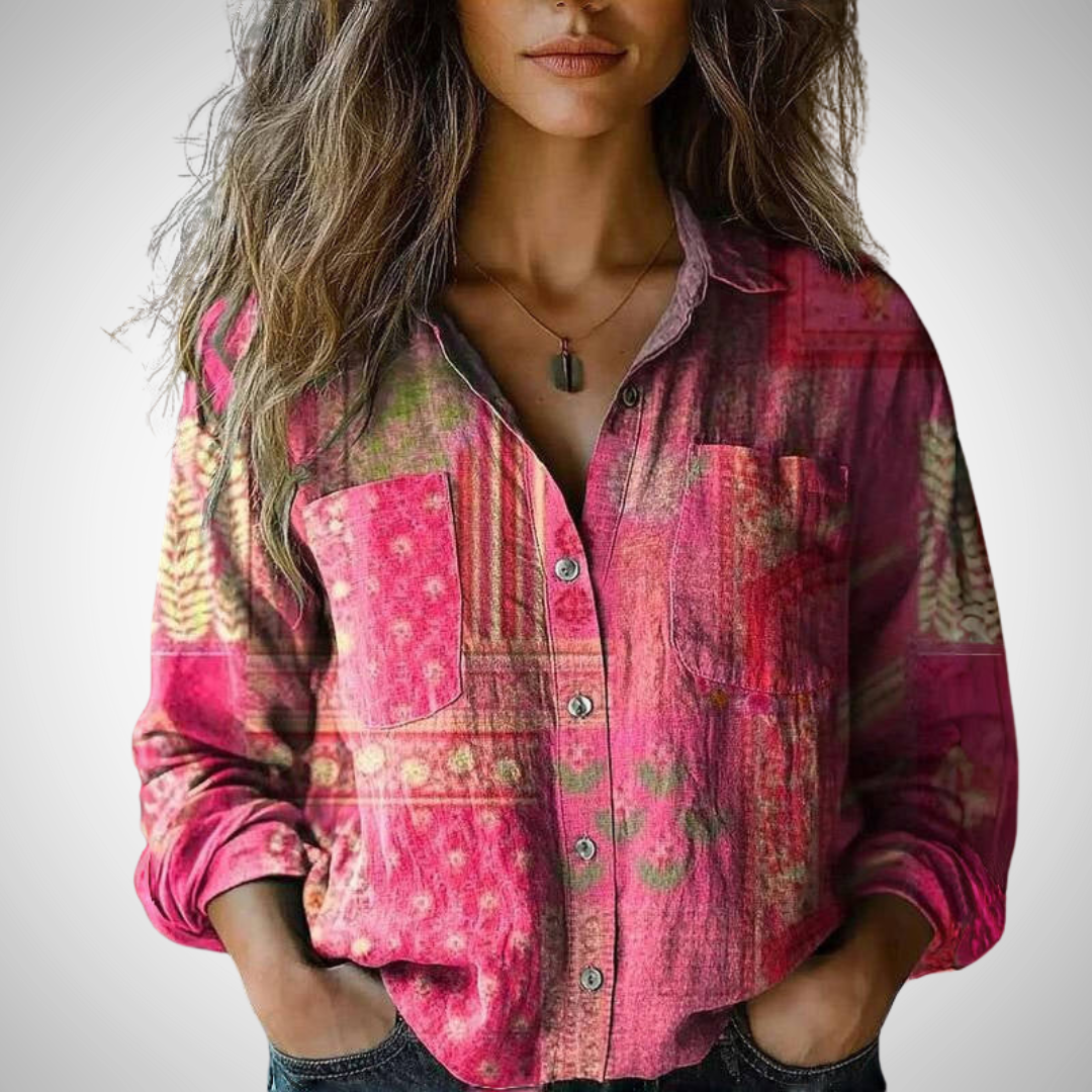 Printed Vintage Blouse for Women Long Sleeves