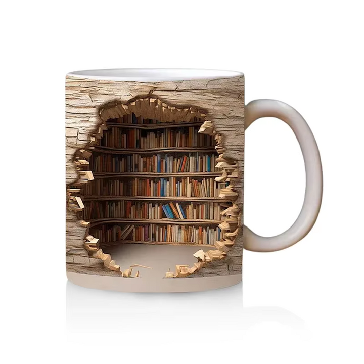 BookBrew – 3D-Bibliotheksdesign Tasse