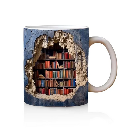 BookBrew – 3D-Bibliotheksdesign Tasse