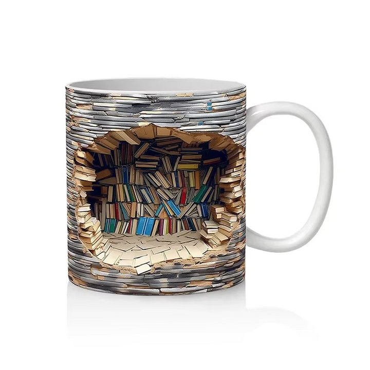 BookBrew – 3D-Bibliotheksdesign Tasse