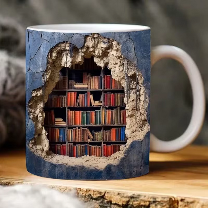 BookBrew – 3D-Bibliotheksdesign Tasse