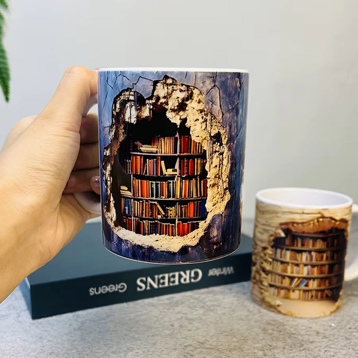 BookBrew – 3D-Bibliotheksdesign Tasse