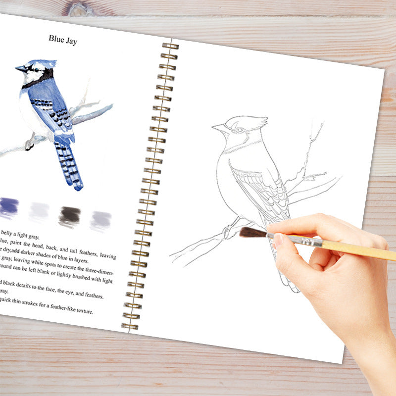 Flowers 2-Pack Watercolor Painting Set Premium Bird-Themed Coloring Books With Paints (22.86X16.51Cm) Artist-Grade Workb
