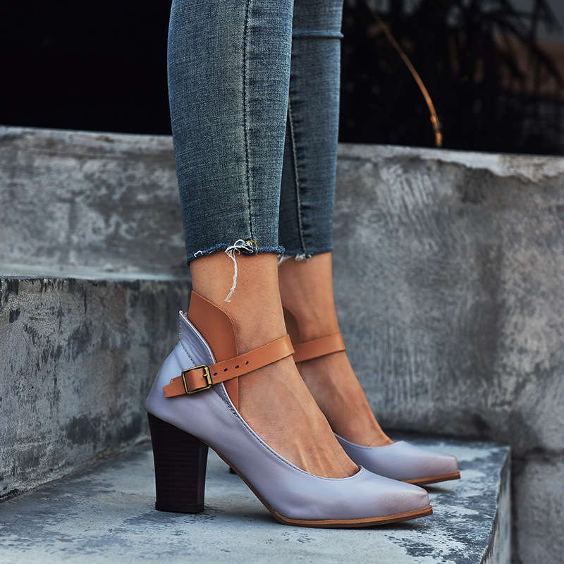 Women’s Block Heel Pumps – Comfortable Ankle Strap & Modern Elegance