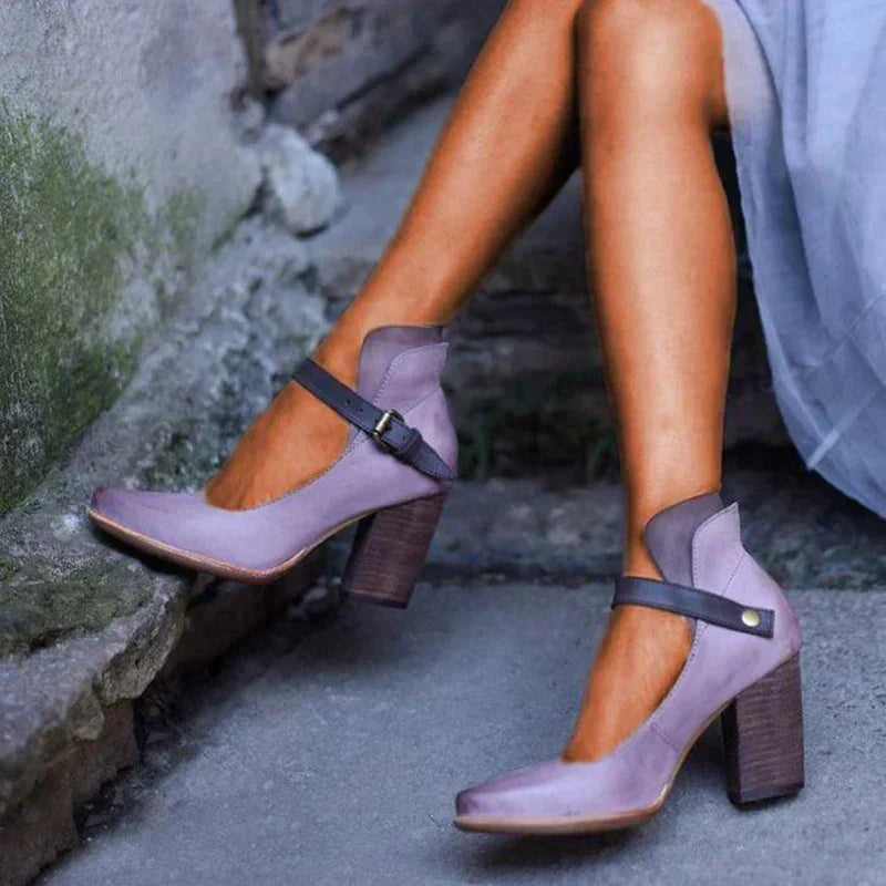 Women’s Block Heel Pumps – Comfortable Ankle Strap & Modern Elegance