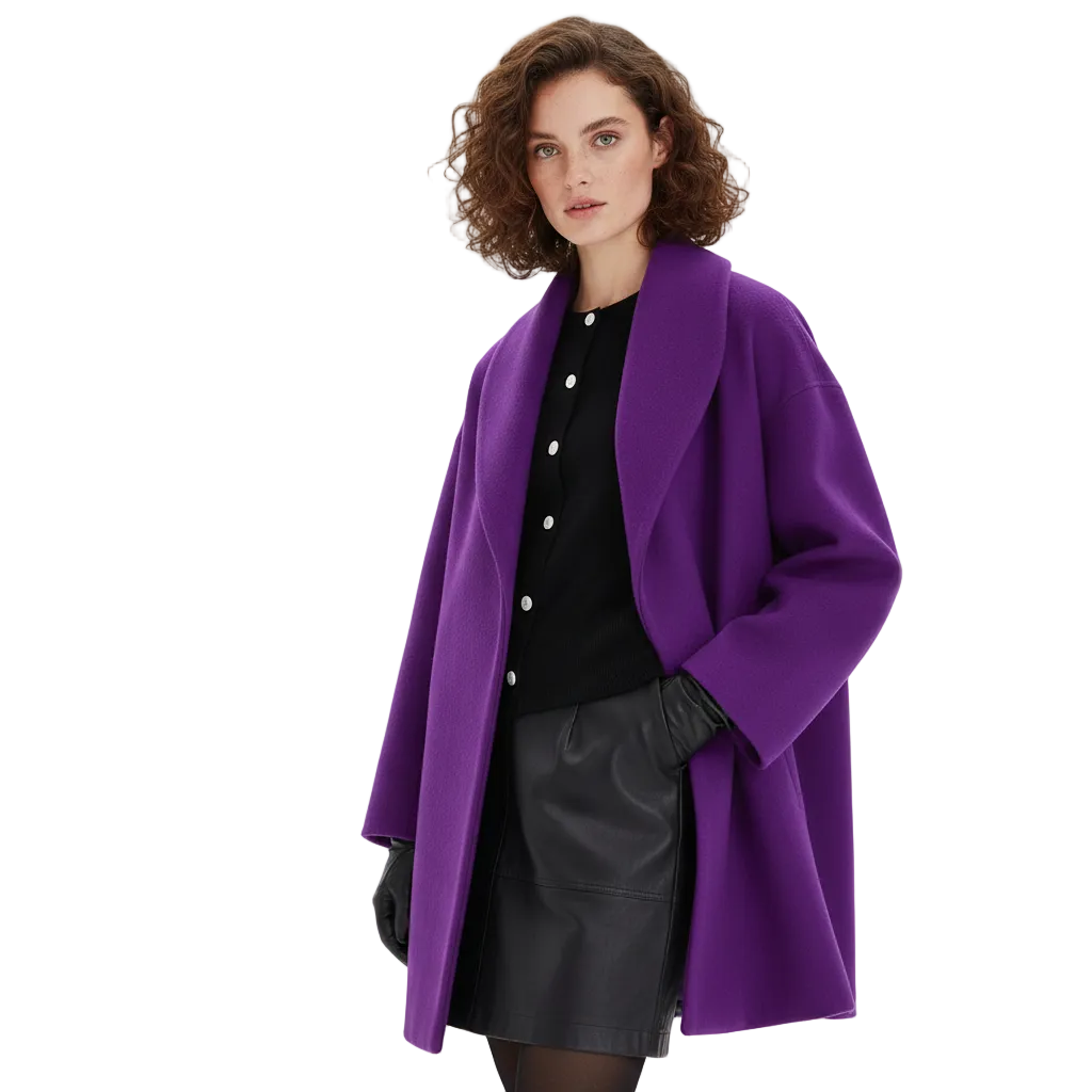 Vicky Manteau Oversize Femme – Longue Veste Élégante avec Revers Larges & Coupe Fluide