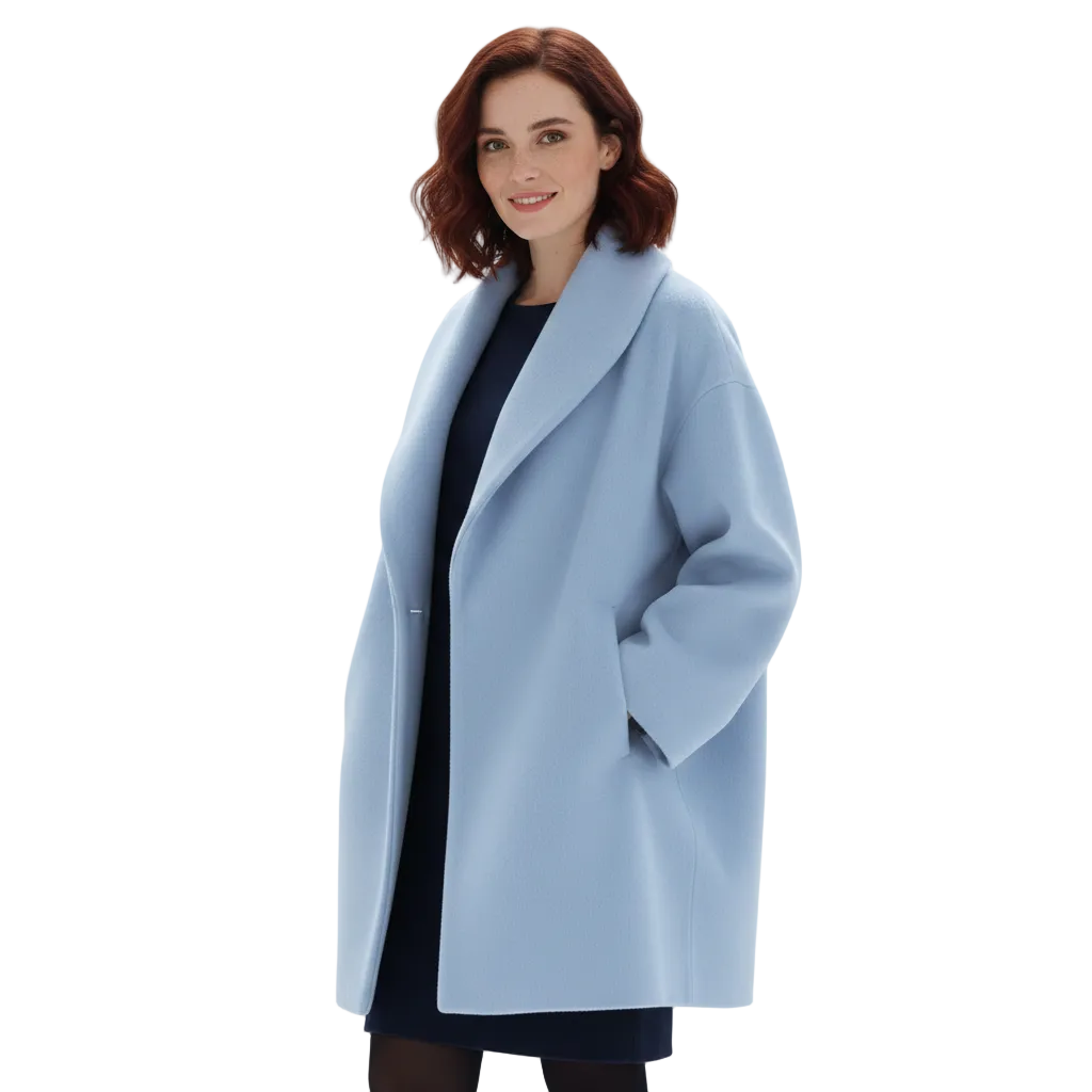 Vicky Manteau Oversize Femme – Longue Veste Élégante avec Revers Larges & Coupe Fluide