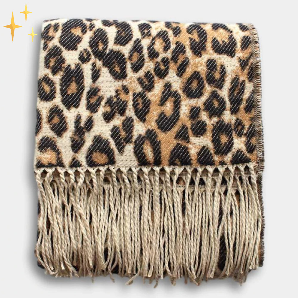 XL Dames Wintersjaal van Wol met Luipaardprint
