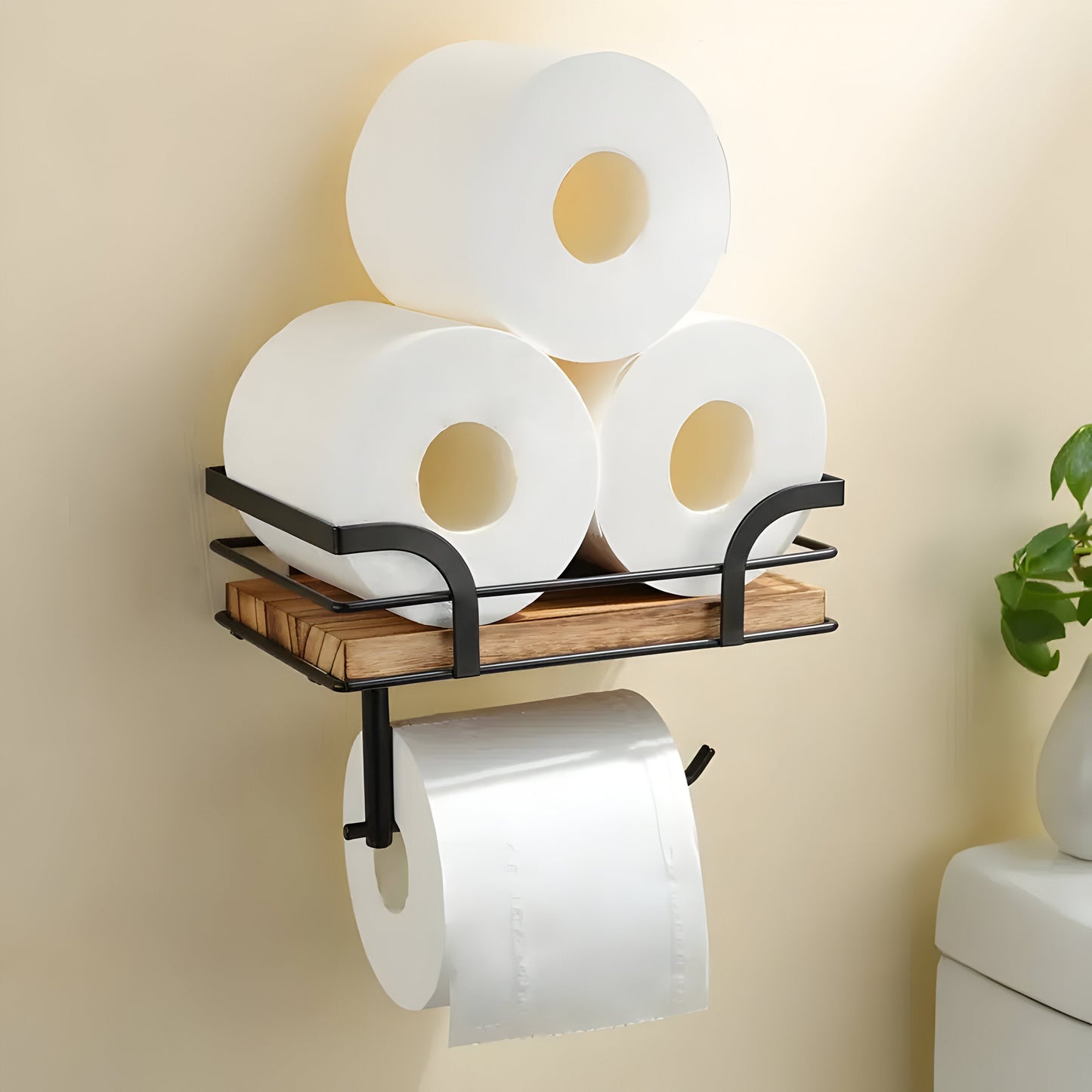 Wandregal Holz Mit Papierhalter – Elegante Lösung Für Ihr Badezimmer 3