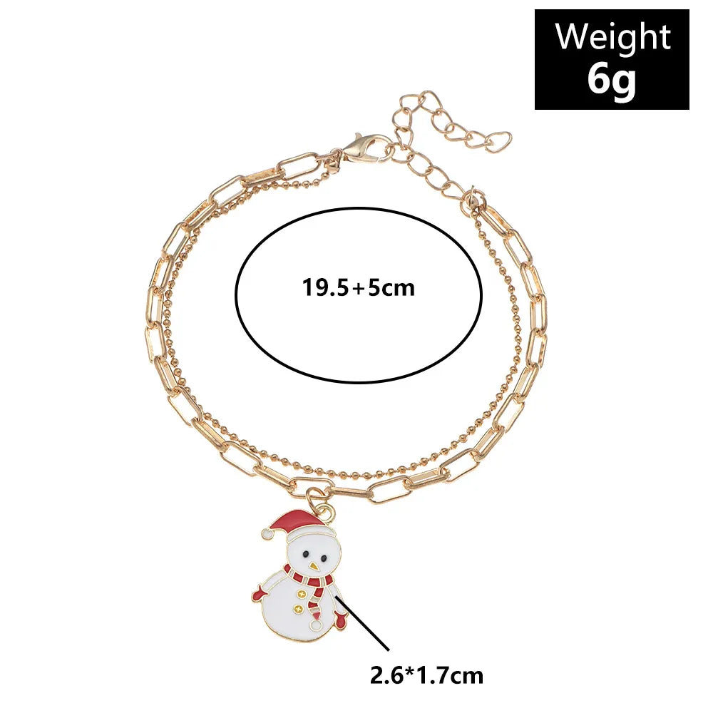 Doppellagiges Weihnacht-Charme-Armband mit Festtagsanhängern