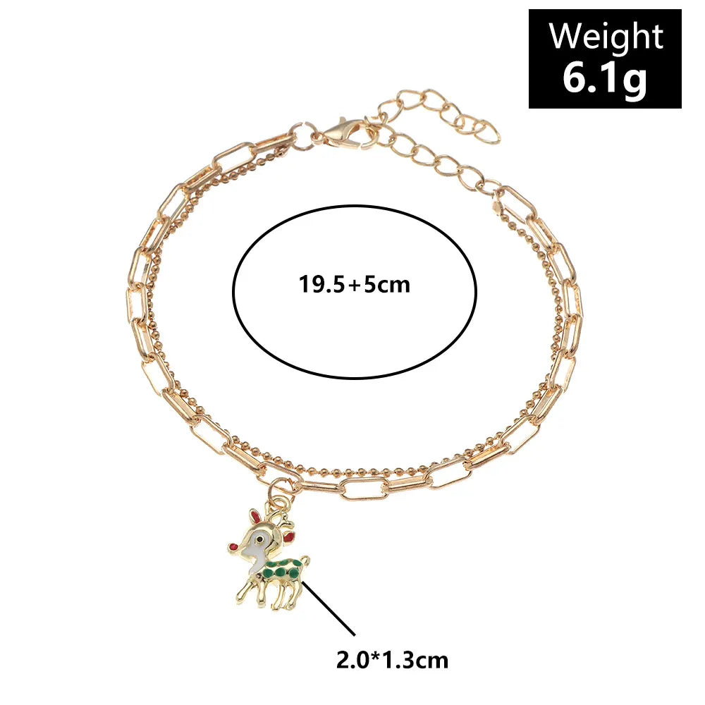 Doppellagiges Weihnacht-Charme-Armband mit Festtagsanhängern