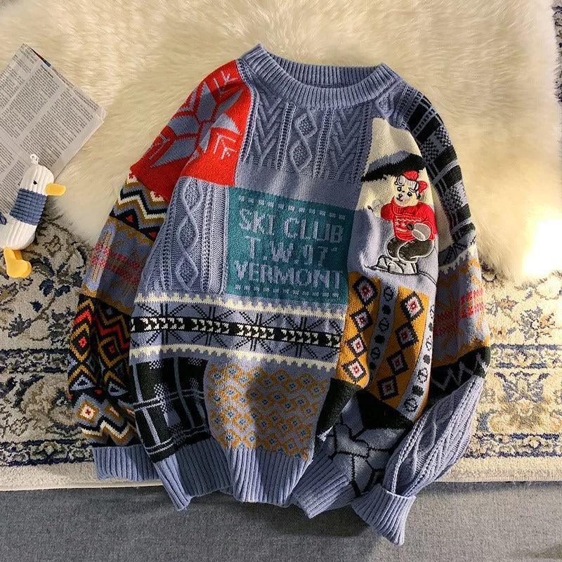 Weihnachts-Pullover – kuscheliger, locker sitzender, gestrickter Weihnachtspullover-Leyna Moda