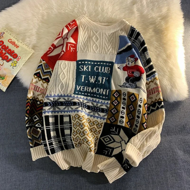 Weihnachts-Pullover – kuscheliger, locker sitzender, gestrickter Weihnachtspullover-Leyna Moda