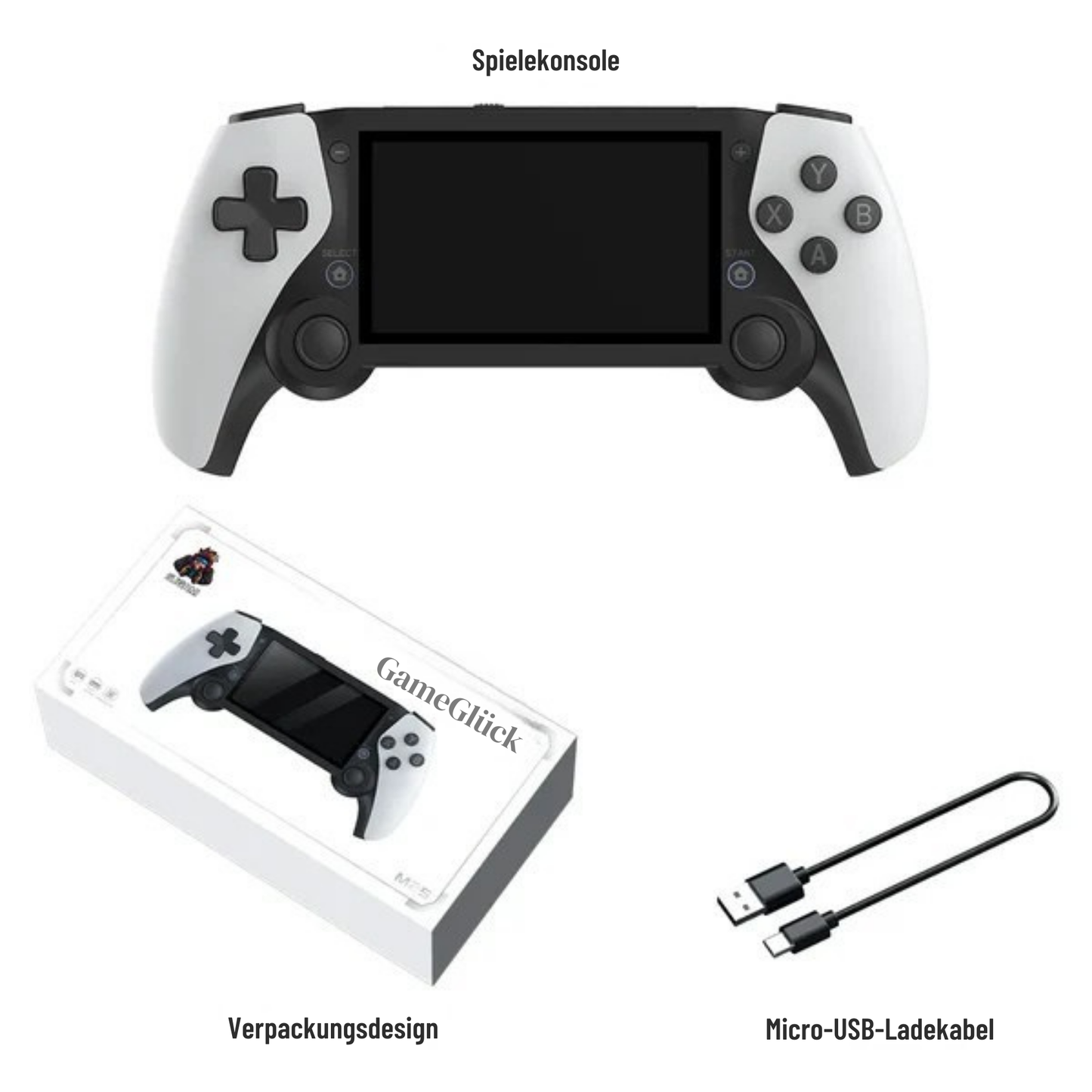 GameGlück™ / Handheld-Retrokonsole mit HDMI für sofortigen Spielspaß am TV