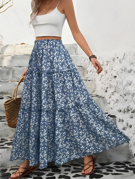 Women Floral Tiered Maxi Skirt | Summer Style