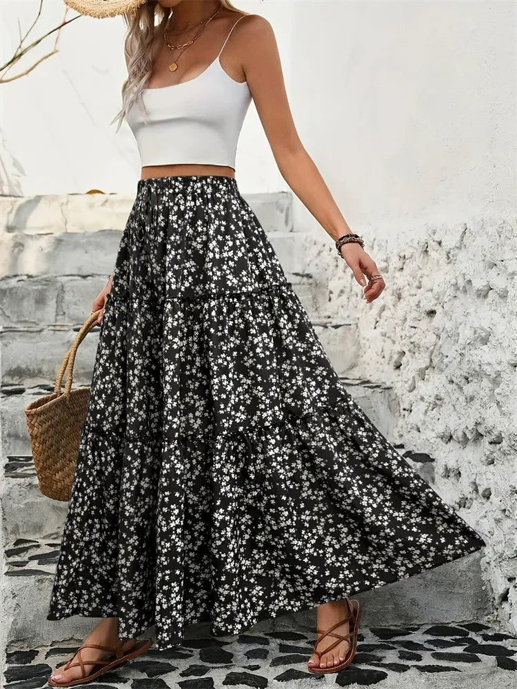 Women Floral Tiered Maxi Skirt | Summer Style