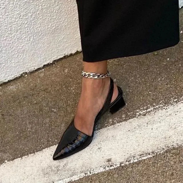 Elena Croix. – Supportive Croco-Texture Heels for All-Day Comfort