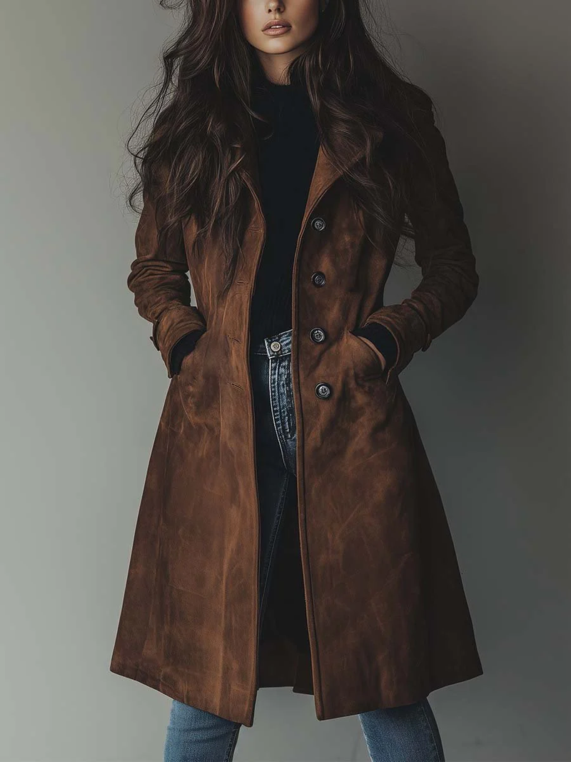 Vintage Suede Trench Coat