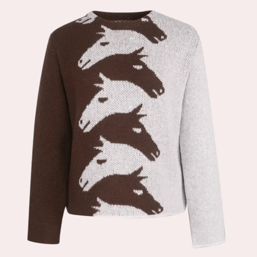 Horse Pattern Knit Sweater | Cozy & Unique Design | Warm & Stylish | Fall & Winter