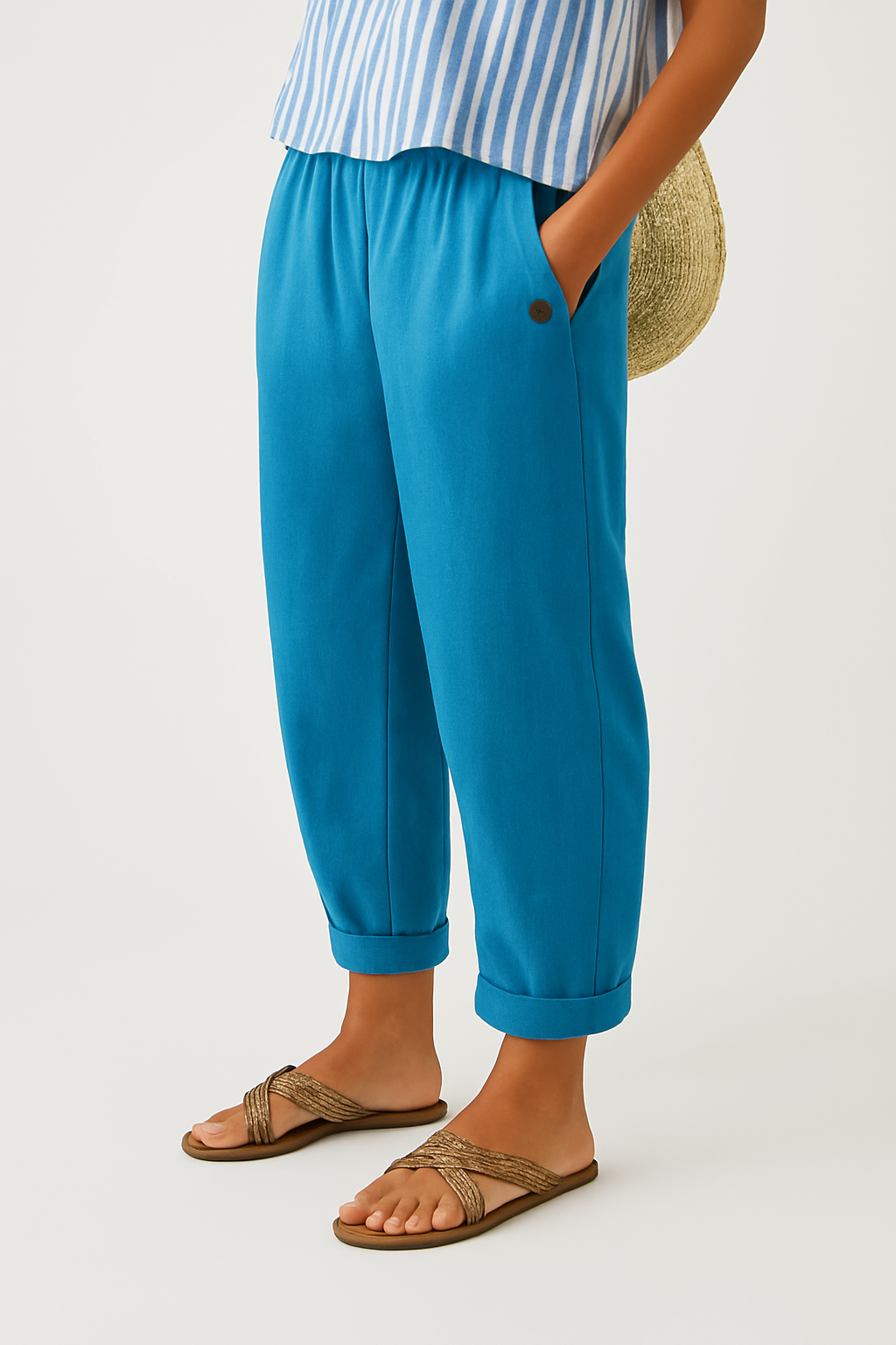 Elara - Natural Linen-Cotton Trousers