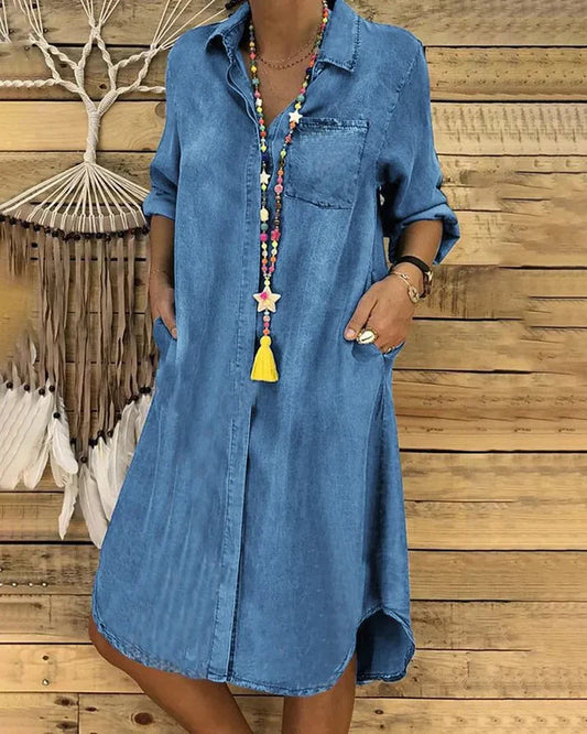 Button-Down Denim Dress Women Soft Breathable Flattering Summer Fit