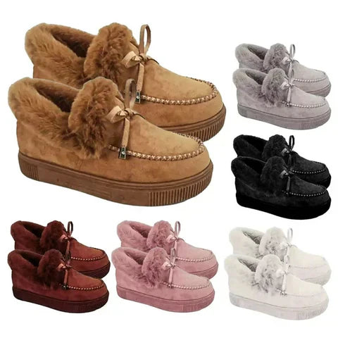Esther Chaussons d’Hiver pour Femme – Toucher Suédine Doux avec Doublure Chaude en Fausse Fourrure & Semelle Antidérapante