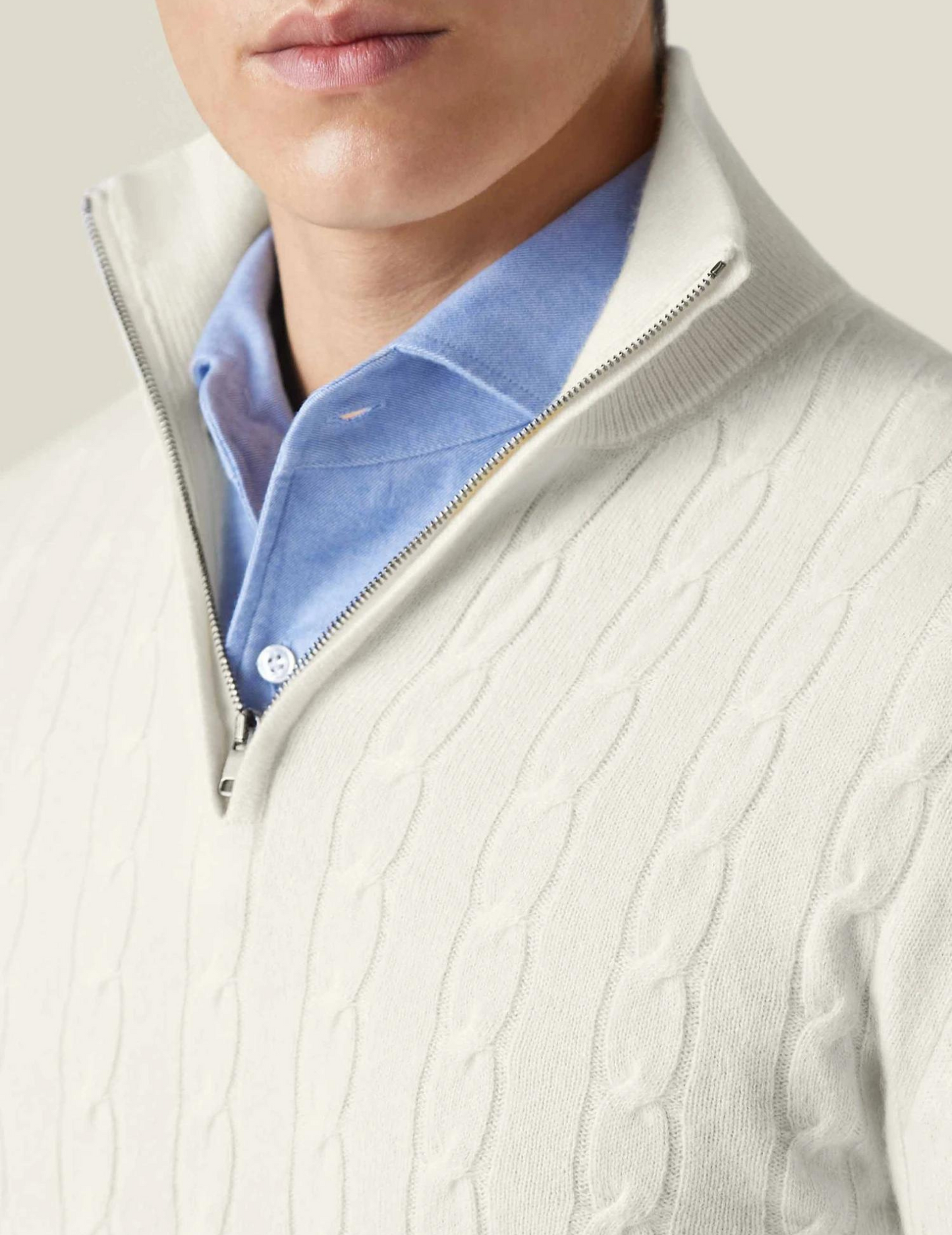 Pullover mit Reißverschluss - Twist-Strick-Textur und regulierbare Hitze