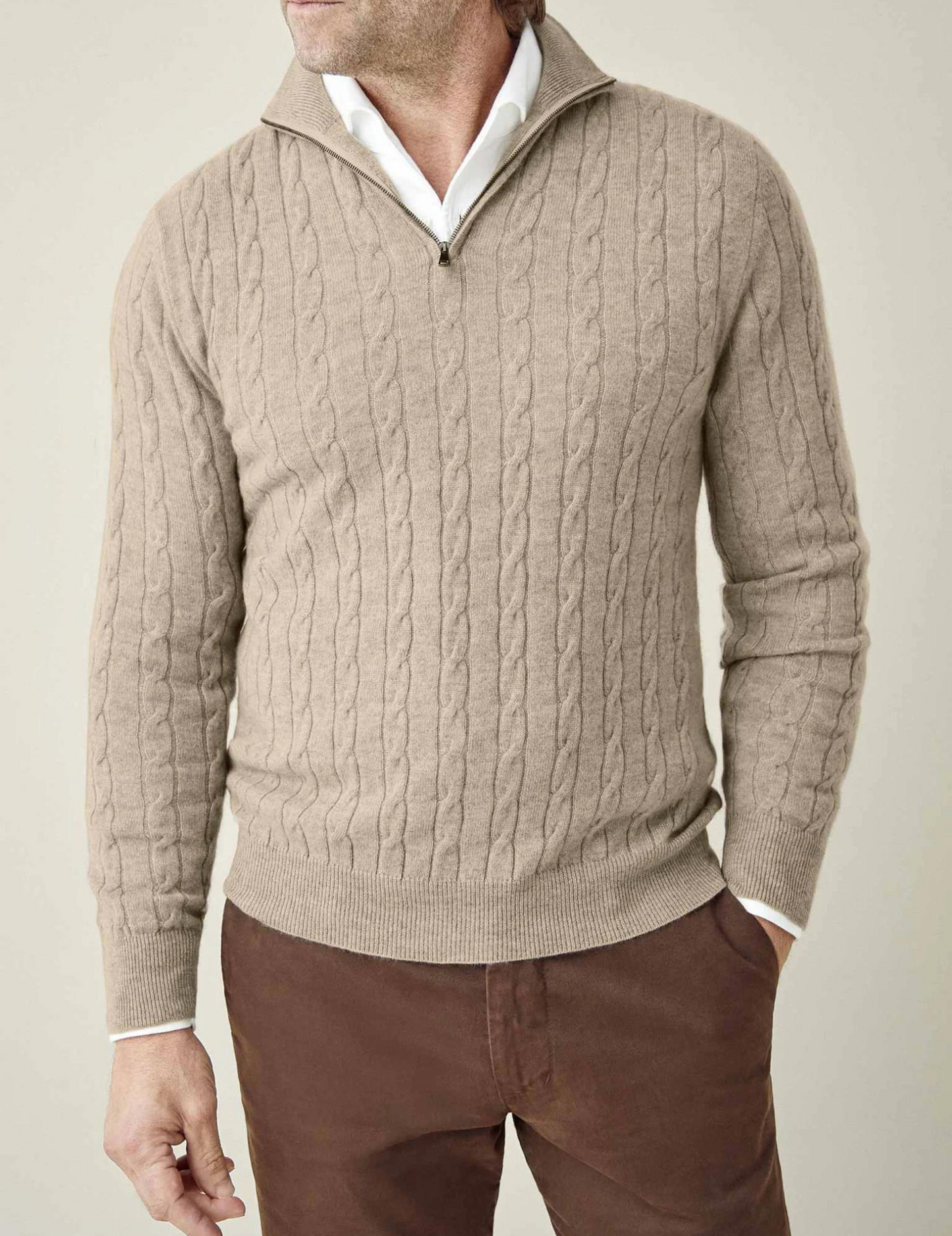 Pullover mit Reißverschluss - Twist-Strick-Textur und regulierbare Hitze