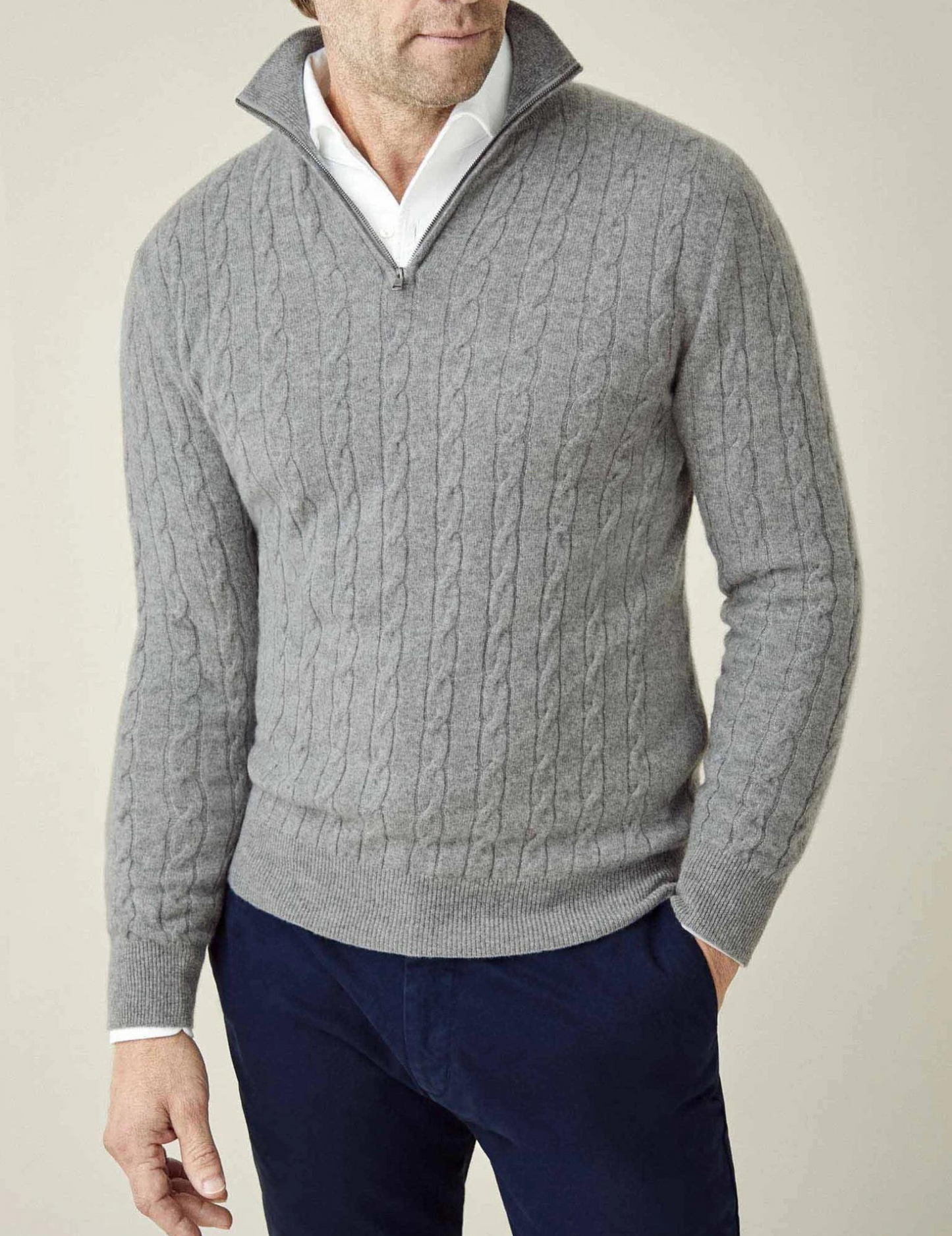 Pullover mit Reißverschluss - Twist-Strick-Textur und regulierbare Hitze