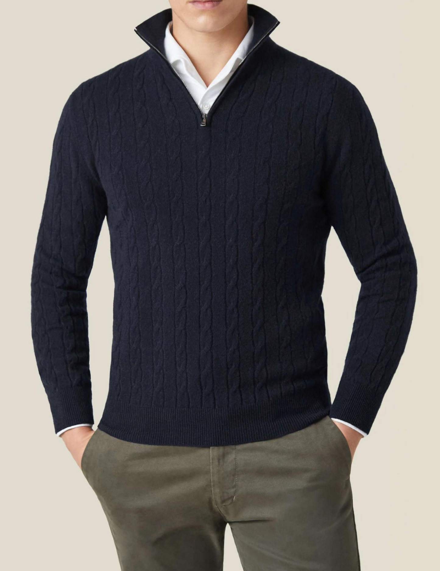 Pullover mit Reißverschluss - Twist-Strick-Textur und regulierbare Hitze
