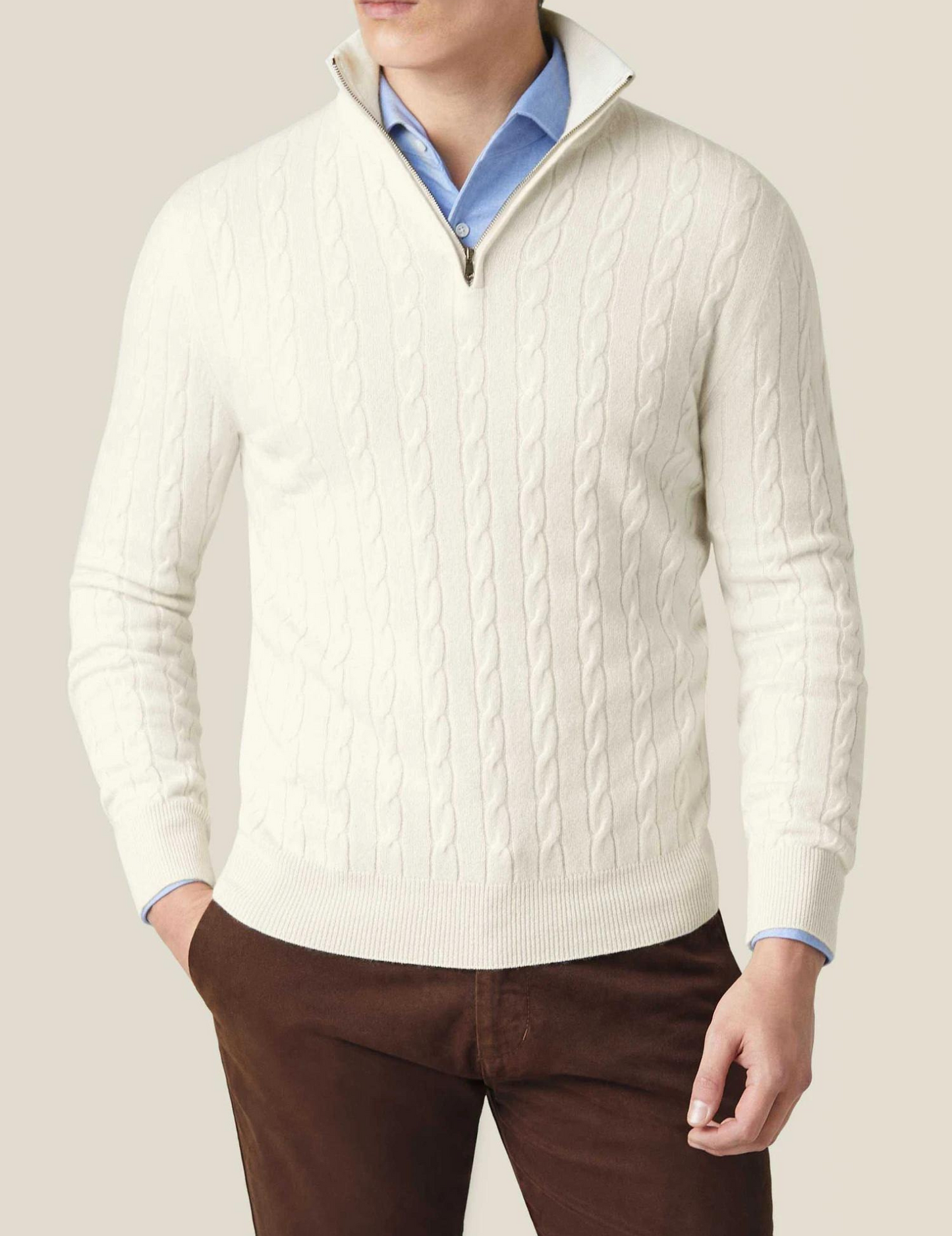 Pullover mit Reißverschluss - Twist-Strick-Textur und regulierbare Hitze
