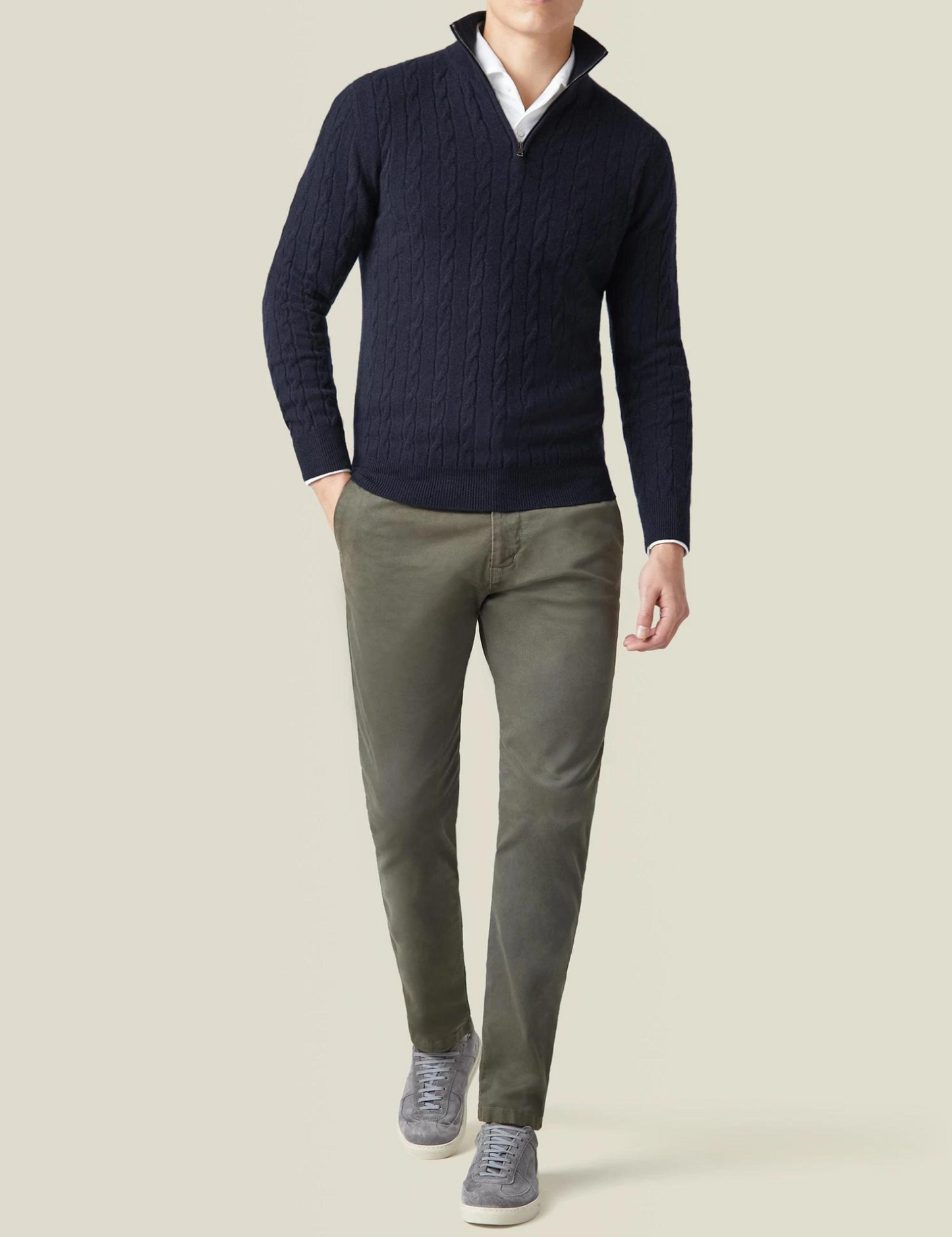 Pullover mit Reißverschluss - Twist-Strick-Textur und regulierbare Hitze