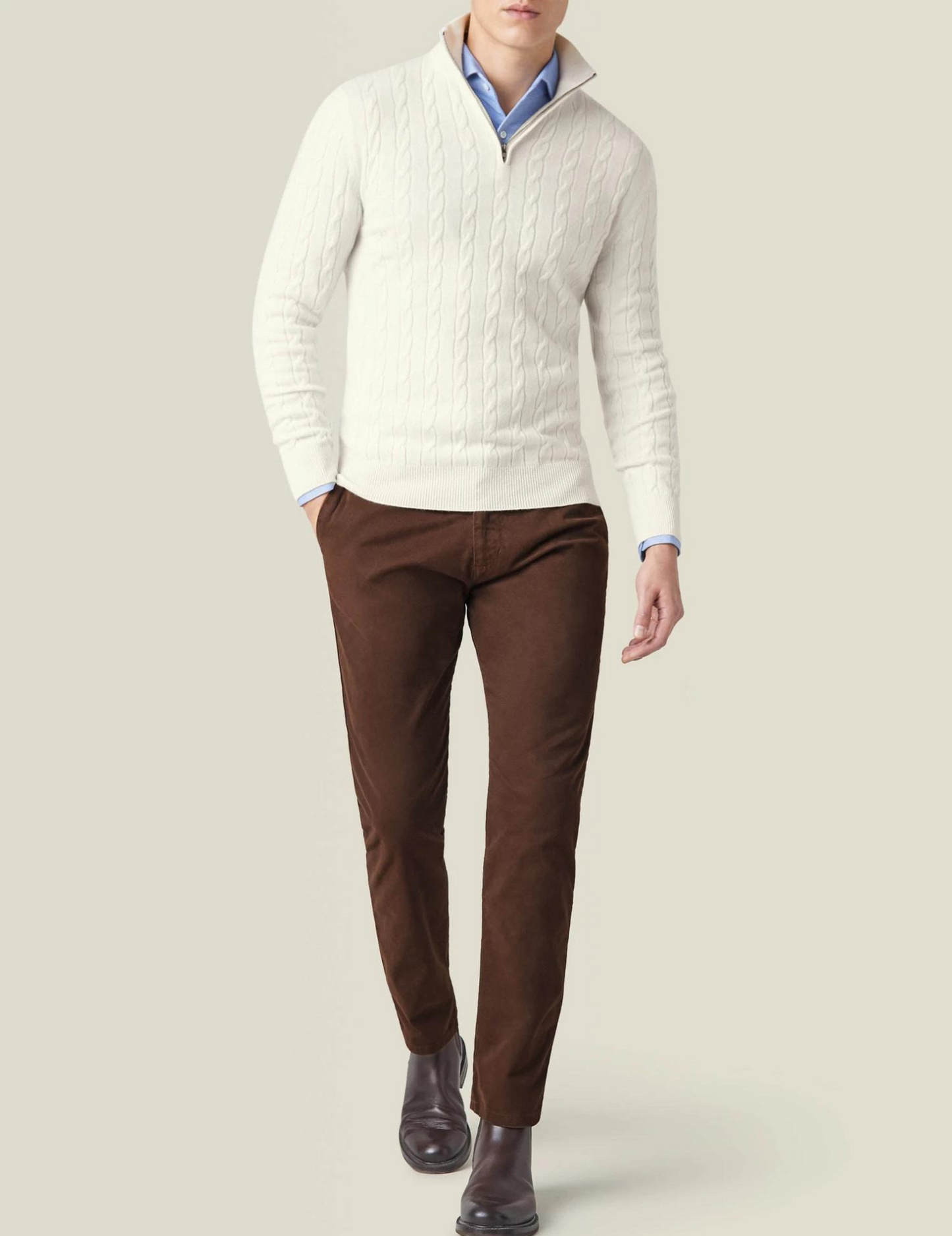 Pullover mit Reißverschluss - Twist-Strick-Textur und regulierbare Hitze