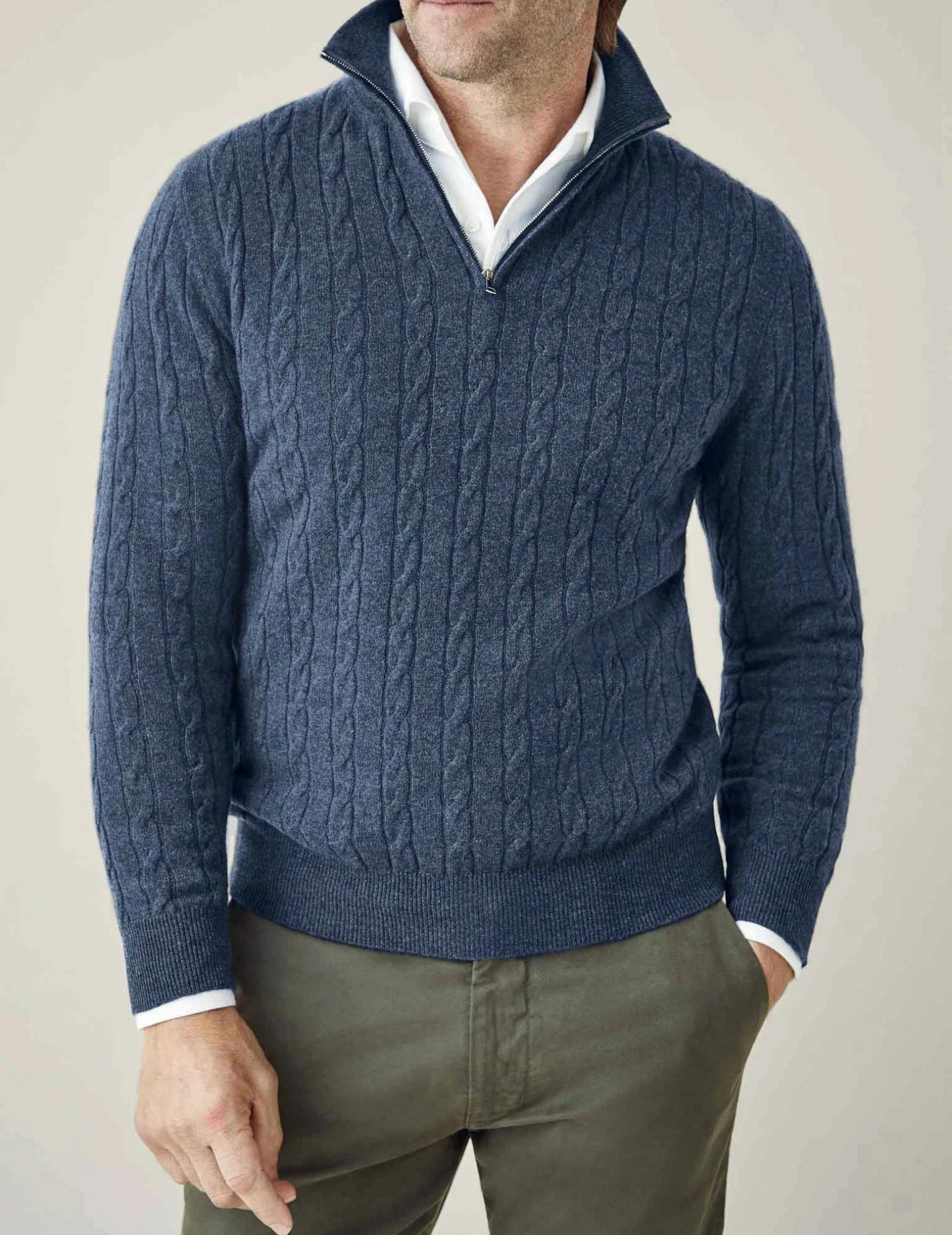 Pullover mit Reißverschluss - Twist-Strick-Textur und regulierbare Hitze