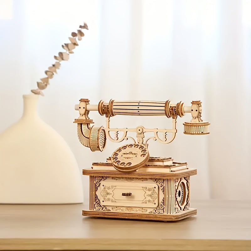 EuroDial – Vintage Europese 3D Houten Telefoon Puzzel