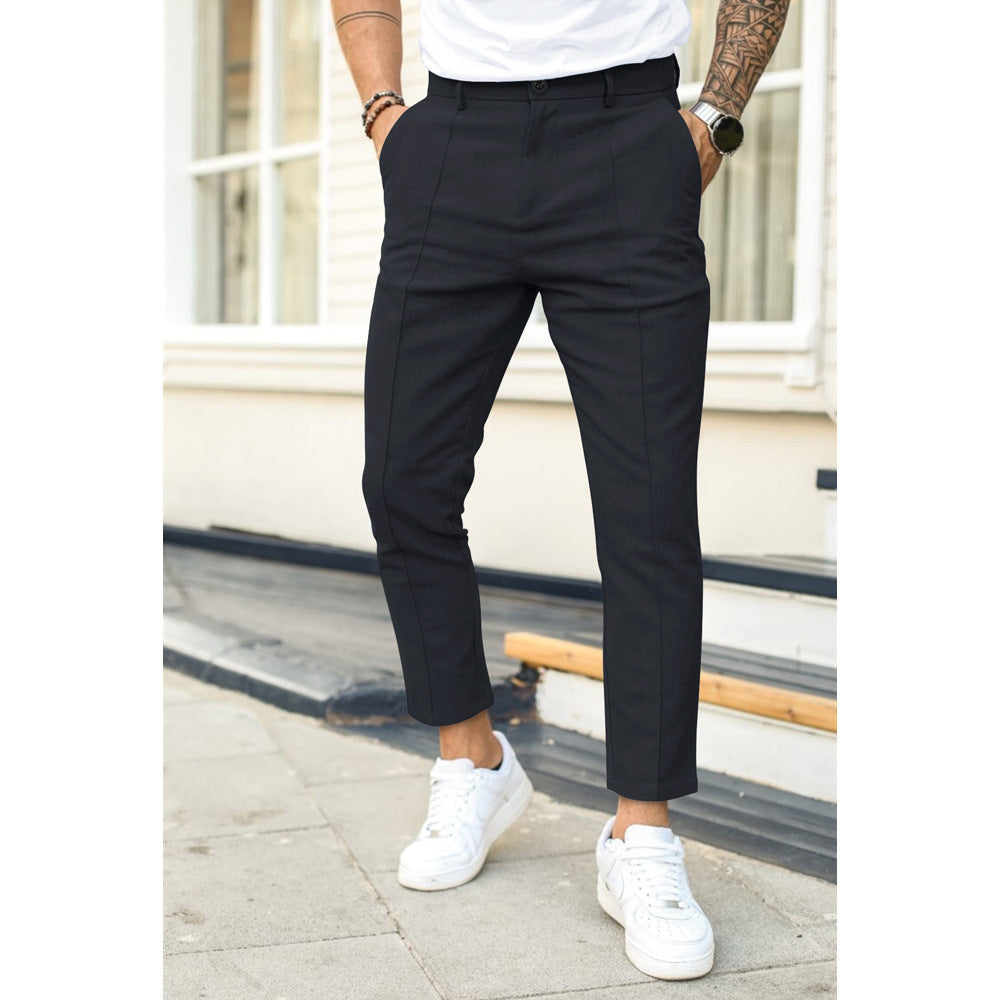 Caleb – Pantalon Ajusté Poches Avant avec Fermeture à Boutons