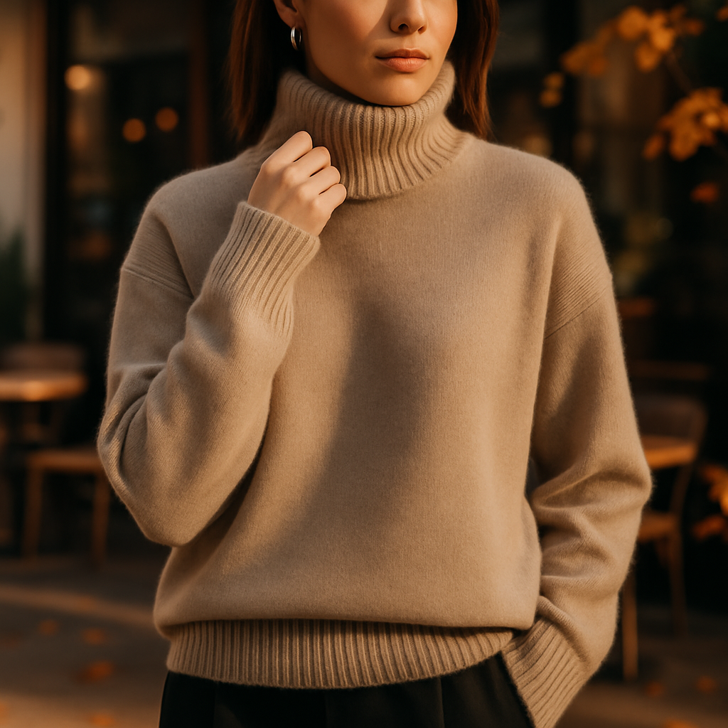 Parisfemme - Pull en cachemire - Col roulé - Maille fine